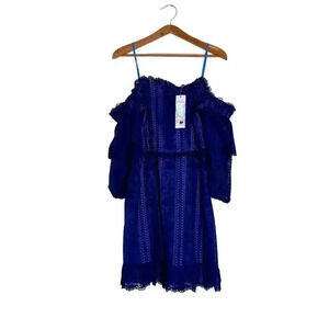 NWT Parker Blue Eyelet Off the Shoulder Dress in Night Women's Size 8
